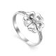 Silver Floral Ring With White Crystals, Ring Size: 6.5 / 17, image 