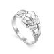 Silver Floral Ring With Crystals, Ring Size: 6 / 16.5, image 