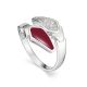 Red Enamel Silver Ring, Ring Size: 6 / 16.5, image 