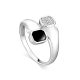 Silver Ring With Black Enamel And White Crystals, Ring Size: 6.5 / 17, image 