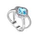 Silver Ring With Synthetic Topaz And White Crystals, Ring Size: 8.5 / 18.5, image 