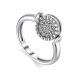 Silver Ring With Black Enamel And Crystals, Ring Size: 8 / 18, image , picture 3