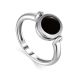 Silver Ring With Black Enamel And Crystals, Ring Size: 6.5 / 17, image 
