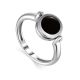 Silver Ring With Black Enamel And Crystals, Ring Size: 8 / 18, image 