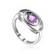 Silver Ring With Twinkling Amethyst Centerstone, Ring Size: 6 / 16.5, image 