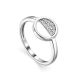 Geometric Silver Ring With Crystals, Ring Size: 5.5 / 16, image 