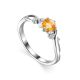 Silver Ring With Citrine And White Crystals, Ring Size: 6 / 16.5, image 