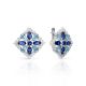 Geometric Silver Earrings With Multicolor Crystals, image 