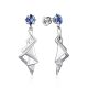 Geometric Silver Dangles With Synthetic Sapphire, image 