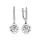 Silver Floral Dangles With Crystals, image 