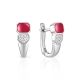 Geometric Silver Earrings With Enamel And Crystals, image 