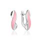 Sterling Silver Earrings With Pink Enamel, image 