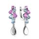 Silver Dangles With Amethyst And Synthetic Topaz, image 