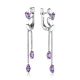 Silver Floral Dangles With Amethyst, image 