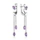 Silver Floral Dangles With Amethyst, image 