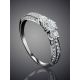 White Gold Statement Ring With Diamonds, Ring Size: 7 / 17.5, image , picture 2