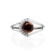 Refined Silver Ring With Garnet And Crystals, Ring Size: 7 / 17.5, image , picture 3