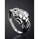 Silver Floral Ring With Crystals, Ring Size: 6 / 16.5, image , picture 2
