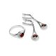 Refined Silver Ring With Garnet And Crystals, Ring Size: 7 / 17.5, image , picture 4