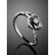 White Gold Floral Ring With Diamond Centerstone, Ring Size: 5.5 / 16, image , picture 2