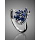 White Gold Floral Ring With Sapphires And Diamonds The Mermaid, Ring Size: 6.5 / 17, image , picture 2