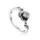 White Gold Floral Ring With Diamond Centerstone, Ring Size: 5.5 / 16, image 