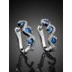 White Gold Latch Back Earrings With Sapphires And Diamonds The Meramaid, image , picture 2