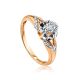Golden Statement Ring With White Diamonds, Ring Size: 8 / 18, image 