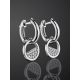 Geometric Silver Earrings With Crystals, image , picture 2