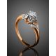 Golden Statement Ring With White Diamonds, Ring Size: 8 / 18, image , picture 2