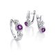Classy Silver Earrings WithAmethyst Centerstones And Crystals, image , picture 3