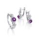 Classy Silver Earrings WithAmethyst Centerstones And Crystals, image , picture 3