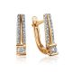 Yellow Gold Latch Back Earrings With Diamonds, image 