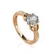 Golden Floral Ring With White Diamonds, Ring Size: 6.5 / 17, image 