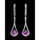 Sterling Silver Dangles With Amethyst And Crystals, image , picture 2