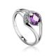 Sterling Silver Ring With Amethyst And Crystals, Ring Size: 8 / 18, image 