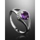 Sterling Silver Ring With Amethyst And Crystals, Ring Size: 8 / 18, image , picture 2