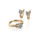 Golden Floral Ring With White Diamonds, Ring Size: 6.5 / 17, image , picture 5