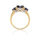 Golden Ring With Sapphires And Diamonds The Meramaid, Ring Size: 7 / 17.5, image , picture 3