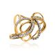 Filigree Golden Ring With White Diamonds, Ring Size: 7 / 17.5, image 