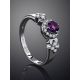 Silver Amethyst Ring With Crystals, Ring Size: 6 / 16.5, image , picture 2