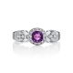 Silver Amethyst Ring With Crystals, Ring Size: 6 / 16.5, image , picture 3