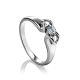 Sterling Silver Floral Ring With Solitaire Crystal, Ring Size: 5.5 / 16, image 
