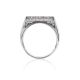 Geometric Silver Ring With White Crystals, Ring Size: 6.5 / 17, image , picture 3