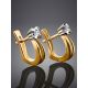 Two Toned Golden Earrings With White Diamonds, image , picture 2