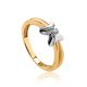 Two Toned Golden Ring With Solitaire Diamond, Ring Size: 6 / 16.5, image 