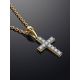 Yellow Gold Cross Pendant With Diamonds, image , picture 2