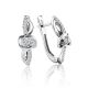 White Gold Latch Back Earrings With Diamonds, image 