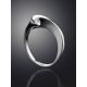 Sterling Silver Ring With Solitaire White Crystal, Ring Size: 5.5 / 16, image , picture 2