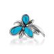 Silver Floral Ring With Reconstructed Turquoise, Ring Size: 9 / 19, image , picture 4